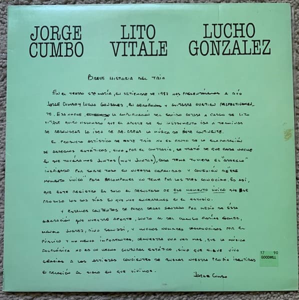 Jorge Cumbo & Lito Vitale & Lucho González — Jorge Cumbo - Lito Vitale - Lucho González