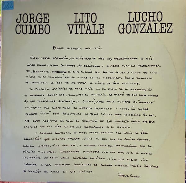 Jorge Cumbo & Lito Vitale & Lucho González — Jorge Cumbo - Lito Vitale - Lucho González