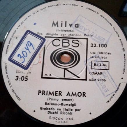 Milva — Primer Amor (Primo Amore) / Aquella Rosa (Quella Rosa)