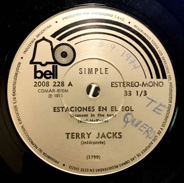 Terry Jacks — Estaciones En El Sol = Seasons In The Sun