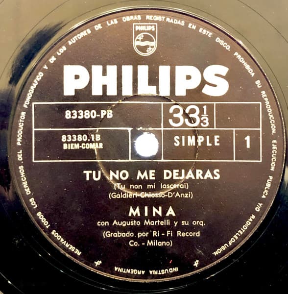 Mina — Tu No Me Dejaras / Postales
