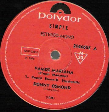 Donny Osmond — Vamos Mariana / Viejo Subastador