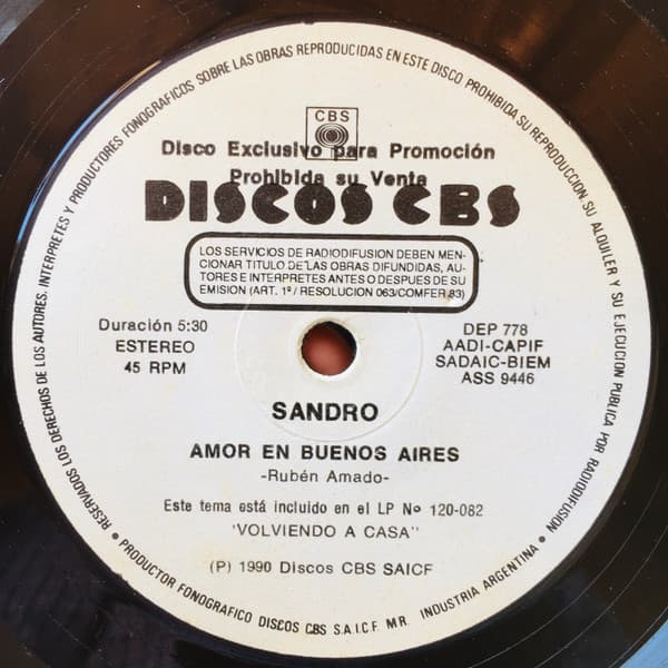 Sandro — Amor En Buenos Aires / Volviendo A Casa