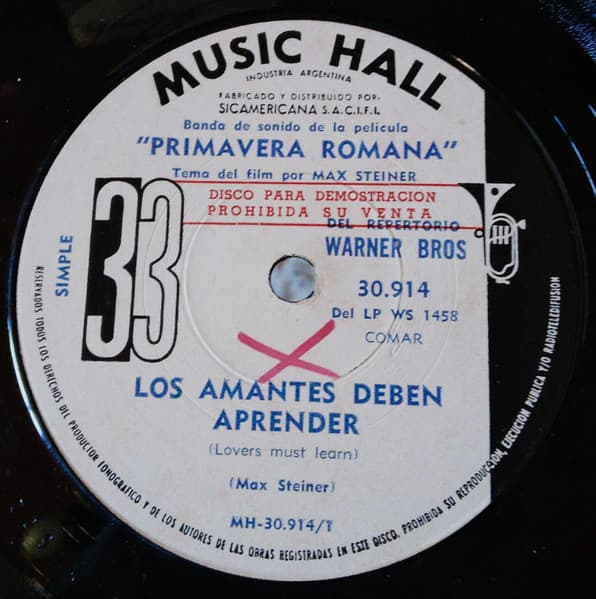 Max Steiner & Emilio Pericoli — Los Amantes Deben Aprender (Lovers Must Learn) / Al DI La (Mas Alla)