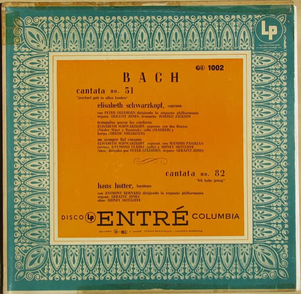 Bach & Elisabeth Schwarzkopf & Hans Hotter — Cantata No. 51 / Cantata No. 82