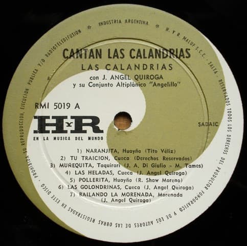 Las Calandrias & J. Angel Quiroga Y Su Conjunto Altiplánico "Angelillo" — Cantan Las Calandrias