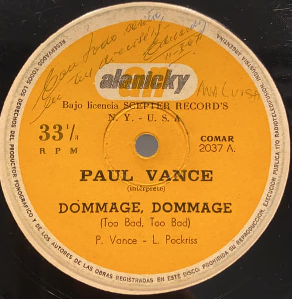 Paul Vance — Dommage, Dommage