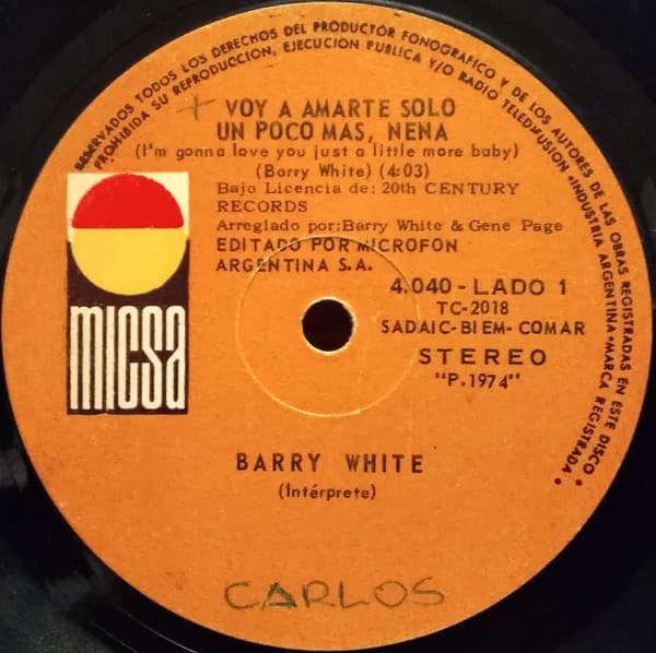 Barry White — Voy A Amarte Solo Un Poco Mas, Nena