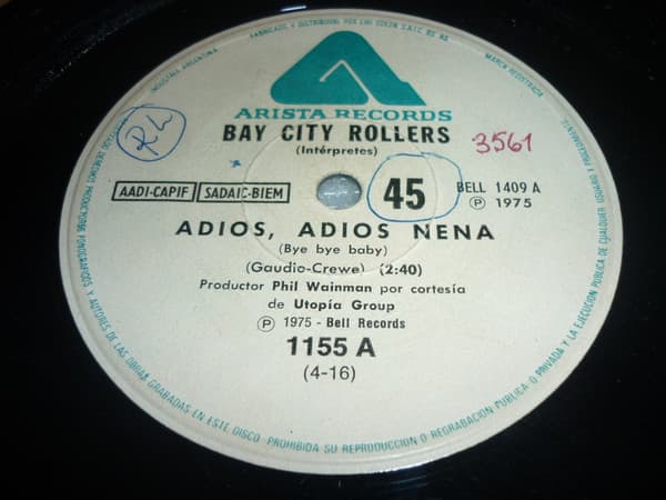 Bay City Rollers — Adios, Adios Nena / Esto Es Para Ti