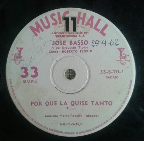 José Basso Y Su Orquesta Típica — Por Qué La Quise Tanto / Pobre Negro