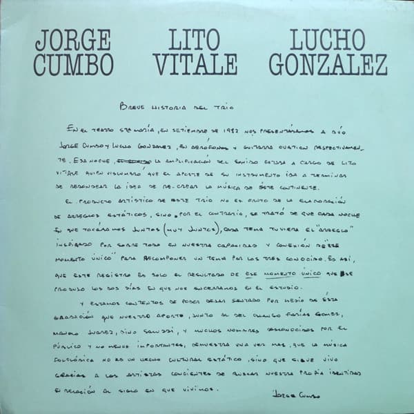 Jorge Cumbo & Lito Vitale & Lucho González — Jorge Cumbo - Lito Vitale - Lucho González