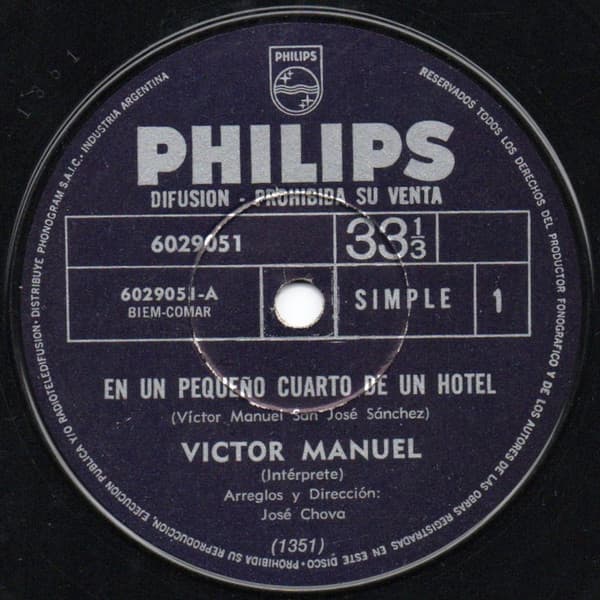 Víctor Manuel — En Un Pequeño Cuarto De Un Hotel / La Alemana