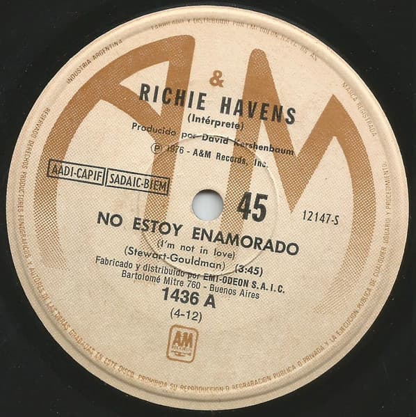 Richie Havens — No Estoy Enamorado = I'm Not In Love / Soñando Solo = Dreaming As One