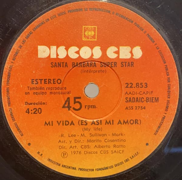 Santa Bárbara Super Star — MI Vida (Es Asi Mi Amor) / Contigo En La Distancia