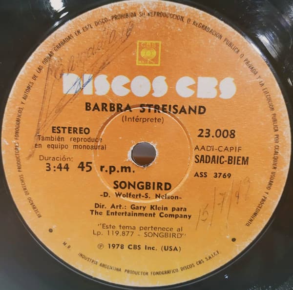 Barbra Streisand — Songbird / Prisoner (Love Theme From "Eyes Of Laura Mars")