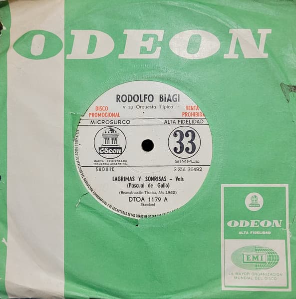 Rodolfo Biagi Y Su Orquesta Típica — Lagrimas Y Sonrisas / El Irresistible