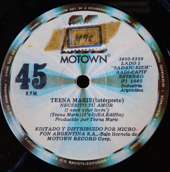 Teena Marie — Necesito Tu Amor = I Need Your Lovin' / Hierros En El Fuego = Irons In The Fire