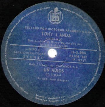 Tony Landa — Un Adiós / Una Sencilla Canción De Amor