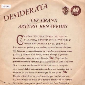 Arturo Benavides & Les Crane — Desiderata