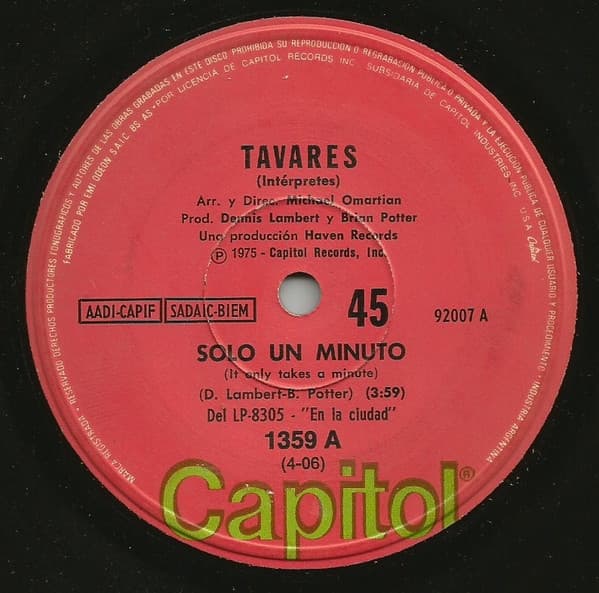 Tavares — Solo Un Minuto = It Only Takes A Minute