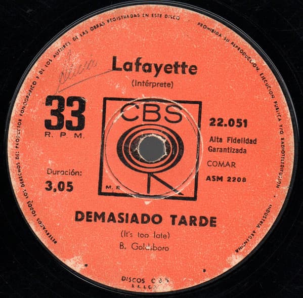 Lafayette — Demasiado Tarde = It's Too Late