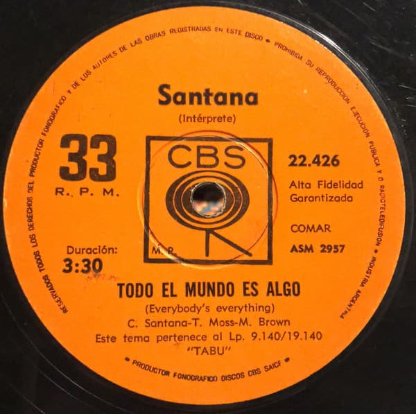 Santana — Todo El Mundo Es Algo = Everybody's Everything