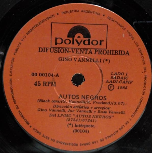 Gino Vannelli — Autos Negros = Black Cars / Imaginacion = Imagination