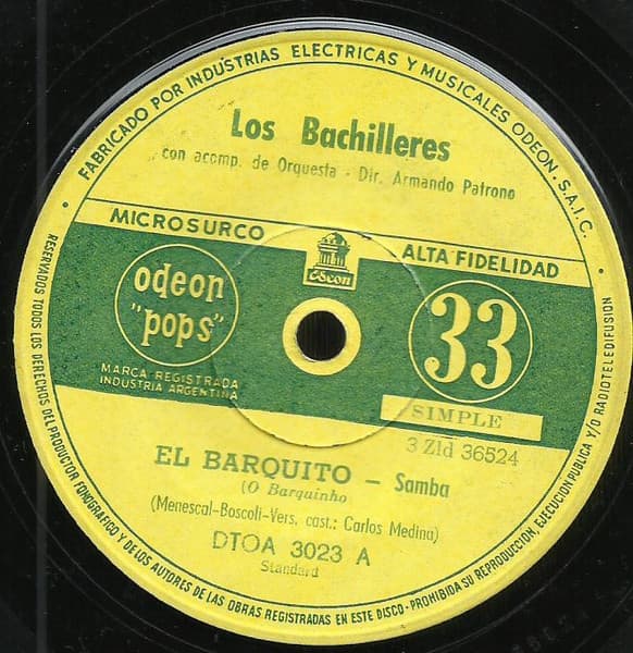 Los Bachilleres & Armando Patrono Y Su Orquesta — El Barquito (O Barquinho)