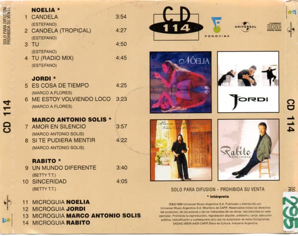 Noelia & Jordi & Marco Antonio Solís & Rabito — CD 114