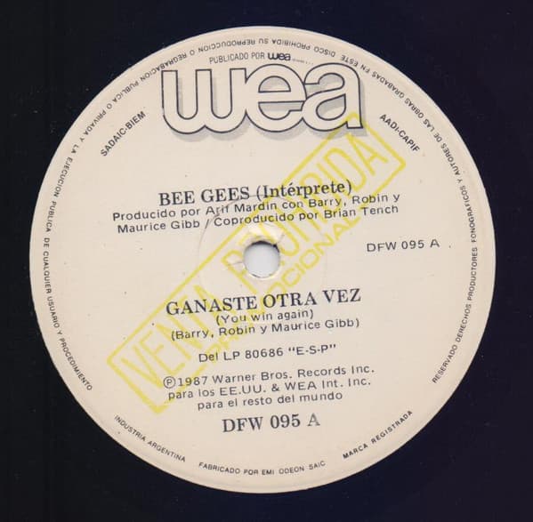 Bee Gees & Ray Parker Jr. — Ganaste Otra Vez / No Creo Que El Hombre Deba Dormir Solo