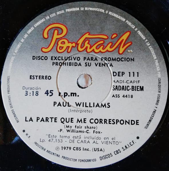 Paul Williams — La Parte Que Me Corresponde = My Fair Share