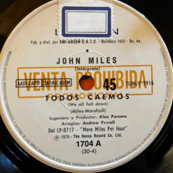 John Miles — Todos Caemos = We All Fall Down / Es La Vida = C'est La Vie