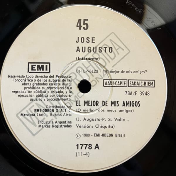 José Augusto — El Mejor De Mis Amigos / Vida Vacia