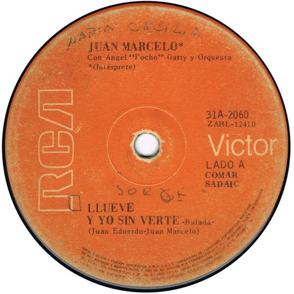 Juan Marcelo — Llueve Y Yo Sin Verte / Vivo Solo A Mi Manera