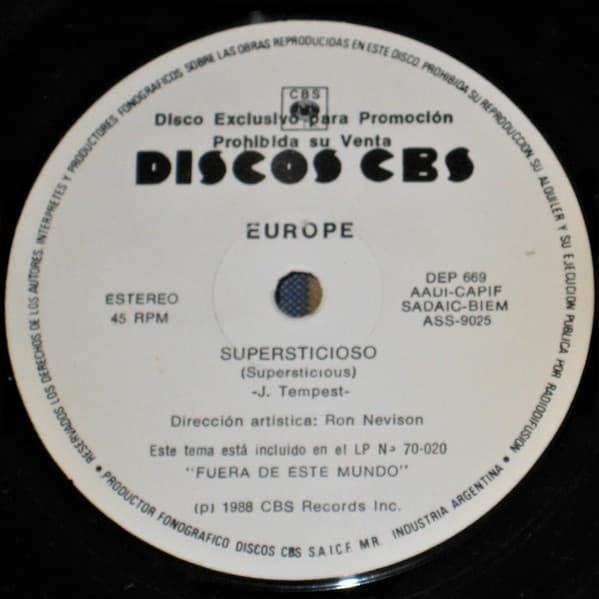 Europe — Supersticioso = Superstitious / Signo De Los Tiempos = Sign Of The Times