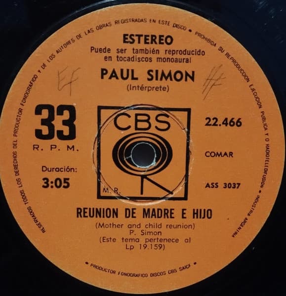 Paul Simon — Reunion de Madre E Hijo / Paranoia Blues