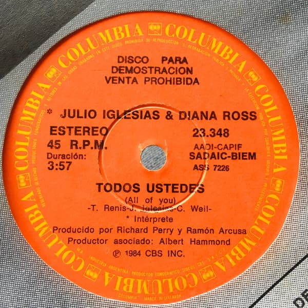 Julio Iglesias & Diana Ross — Todos Ustedes = All Of You / La Ultima Vez = The Last Time