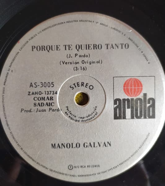 Manolo Galván — Porque Te Quiero Tanto / Vagabundo