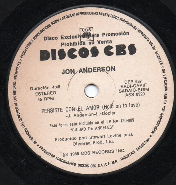 Jon Anderson — Persiste Con El Amor = Hold On To Love