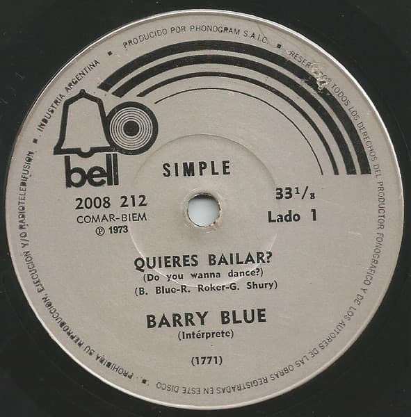 Barry Blue — Quieres Bailar?/No Apuestes A Mi Caballo