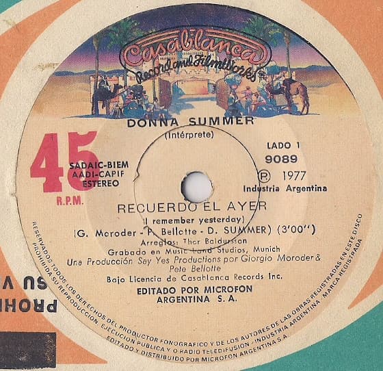 Donna Summer — Recuerdo El Ayer = I Remember Yesterday / Siento Amor = I Feel Love