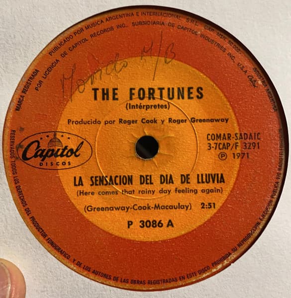 The Fortunes — La Sensación Del Dia De Lluvia = Here Comes That Rainy Day Feeling Again