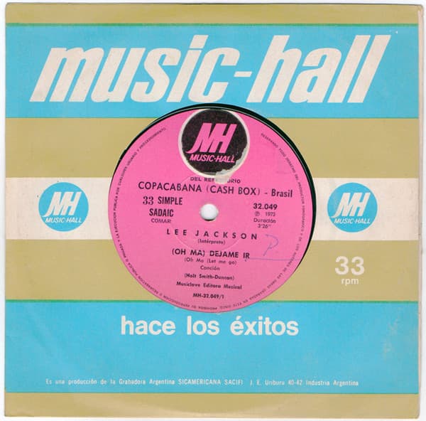 Lee Jackson — Oh Ma! Dejame Ir =(Oh Ma) Let Me Go / Algo Mágico = Something Magic