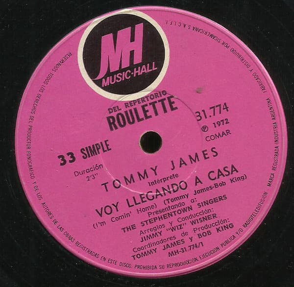 Tommy James — I'm Comin' Home = Voy Llegando A Casa = / Canta, Canta, Canta = Sing, Sing, Sing