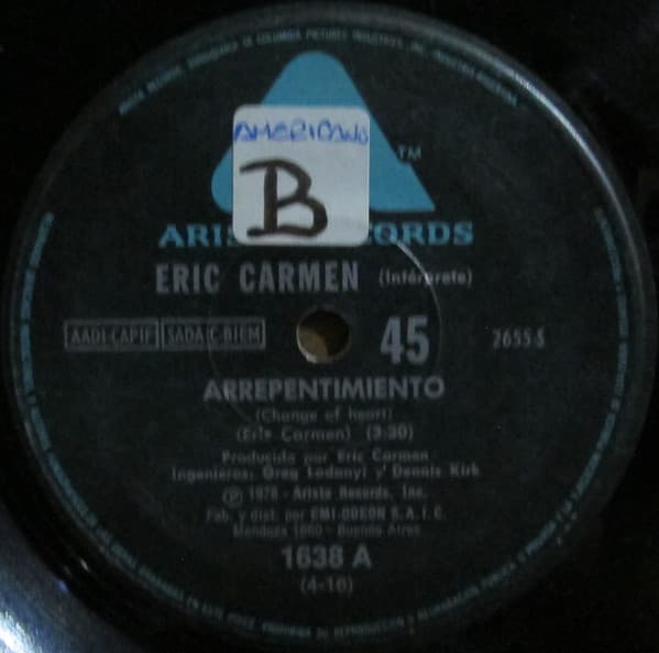 Eric Carmen — Arrepentimiento = Change Of Heart