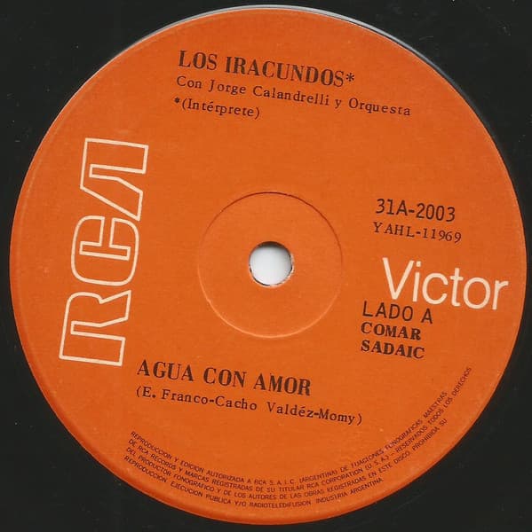 Los Iracundos & Jorge Calandrelli Y Orquesta — Agua Con Amor / Soy Un Extraño Que Va