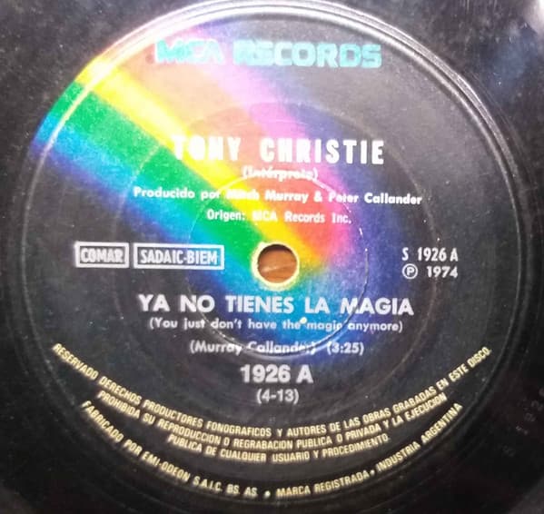 Tony Christie — Ya No Tienes La Magia / Para Mañana