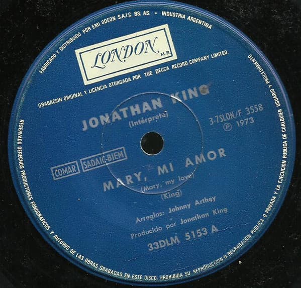 Jonathan King — Mary, Mi Amor = Mary, My Love