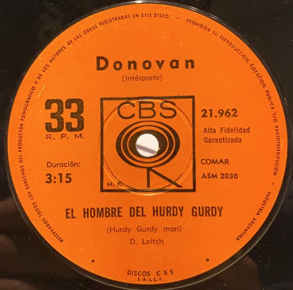 Donovan — El Hombre Del Hurdy Gurdy = Hurdy Gurdy Man