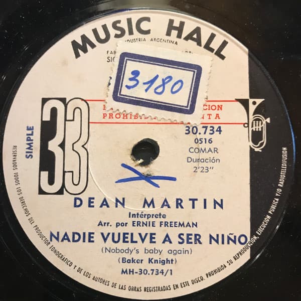 Dean Martin — Nadie Vuelve A Ser Niño = Nobody's Baby Again / Sucedio De Ese Modo = It Just Happened That Way